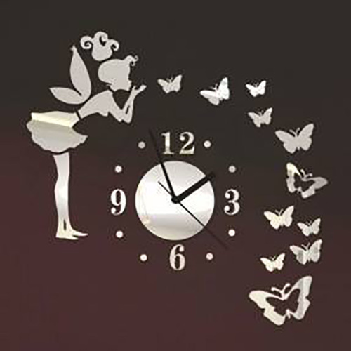 3d Diy Wall Art Girl Band Butter Fly Mirror Acrylic Wall Clock