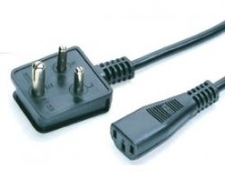 Power Cord with 3 Pin Plug with Straight Connector