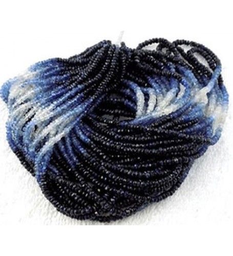 Natural Rare Blue Shaded Sapphire Stone Faceted Rondelle Beads