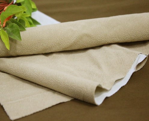 Cream Coloured Baeds Cotton Flocked Fabric (M4)