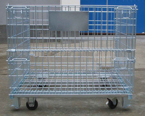 Stackable Wire Mesh Basket Warehouse Cage with Casters