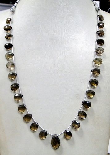 Natural Smoky Topaz Gemstone Drops 1 Strand Necklace