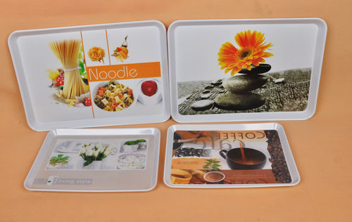 13" Square Melamine Tray With Design