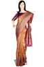 Rust Peach Banarasi Tussar Silk Saree