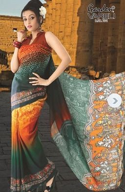 Retro Trendy Luxor Print Pure Silk Saree