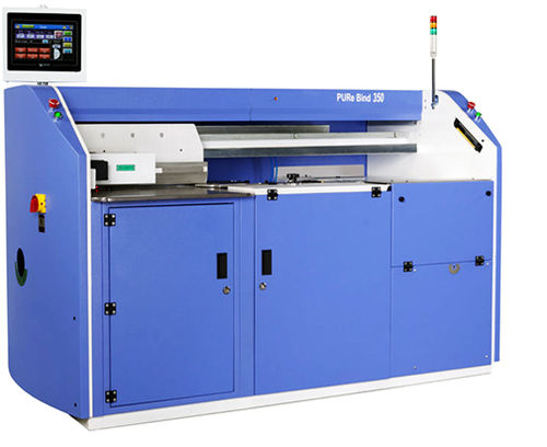 PUR Single Clamp Binder - Automatic Setup for Short Run Offset and Digital Book Production | Pneumatic Clamping, Adjustable Pressure, and Integrated Slot Coater