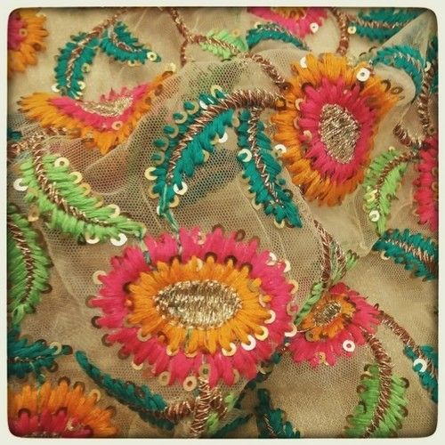 Floral Embroidered Net Fabric