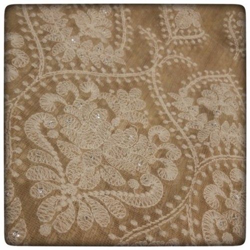 Jute Chikan Embroidery Fabric