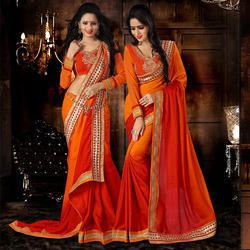 Embroidered Crepe Jacquard Saree