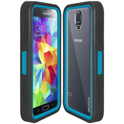 Rugged Case Black on Blue Shell Tempered Glass with Holster