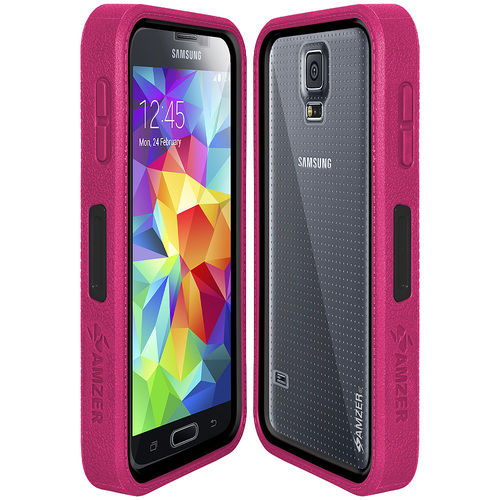 Rugged Case Magenta on Black Shell Tempered Glass with Holster