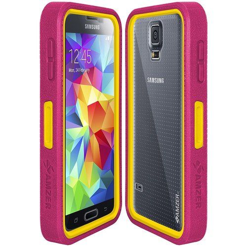 Rugged Case Magenta on Yellow Shell Tempered Glass with Holster