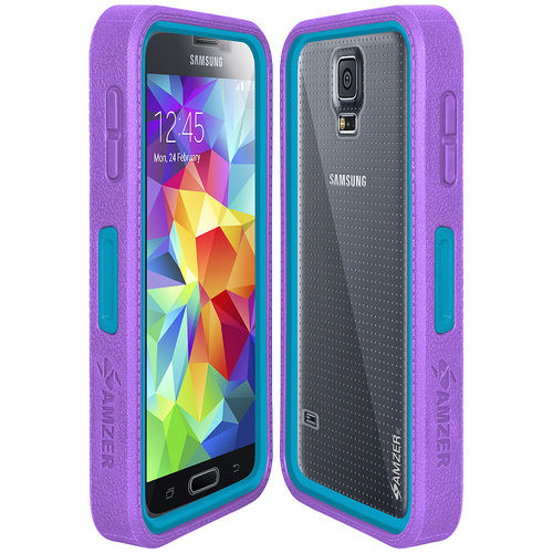 Rugged Case Purple on Blue Shell Tempered Glass with Holster