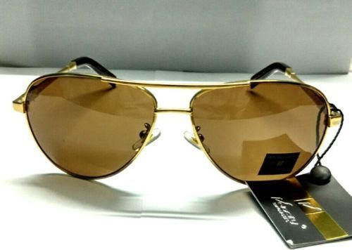 Velocity Gold Metal Frame Brown Glass Aviator Sunglasses (VC88048)