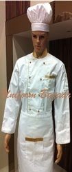 White Chef Coat With Golden Piping