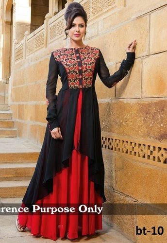 Attractive Ladies Embroidered Suit (Red And Black)