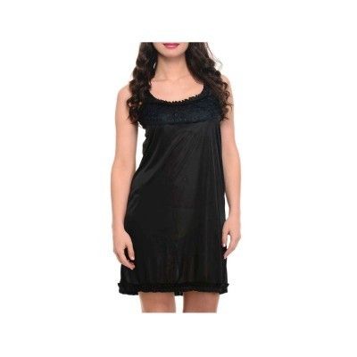 Black Intimate Satin Babydoll Dress