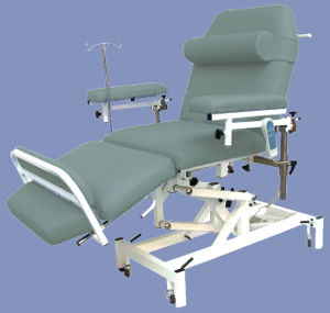 Dialysis Chair - Epoxy Powder Coated, 186cm L x 100cm W x 50-95cm H, Adjustable Armrests & Footrest, Retractable Castors, 250kg Load Capacity