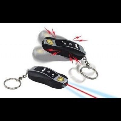 Fake Car Remote Control Shock Keychain With Laser And Led Light (Black)