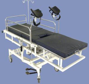 Obstetric Labour Table - CRCA Steel Frame, 1830 L x 680 W x 760 H mm , Pneumatic Pump for Trendelenburg Position, Adjustable Back and Height