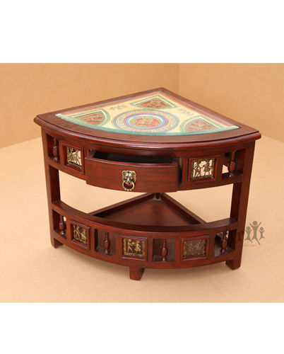 Dhokra Warli Rose Wood Corner Table