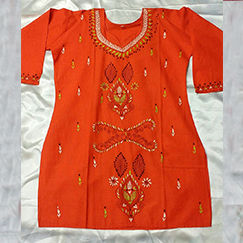 Red Katha Stitched Kurtis