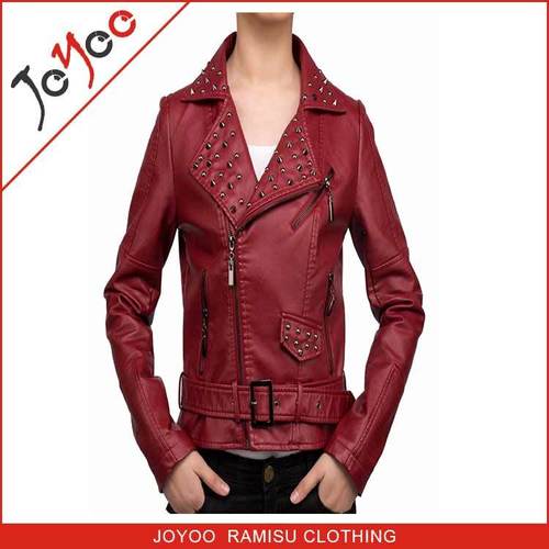 Ramisu Pu Leather Motorcycle Jacket For Women