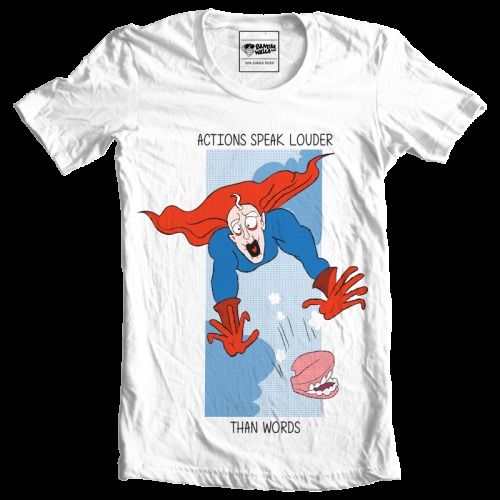 Superman Printed T Shirt in White by Red Monkey Jeans