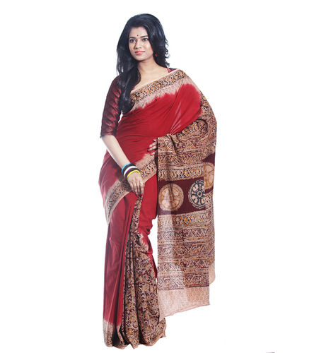 Kalamkari Patli Pallu In (Red And Maroon) Saree