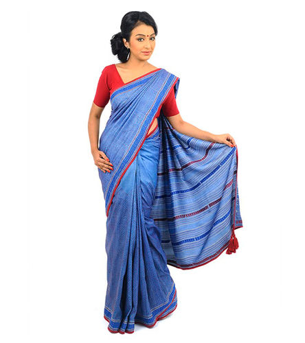 Silk Blue Kantha Saree From Bengal