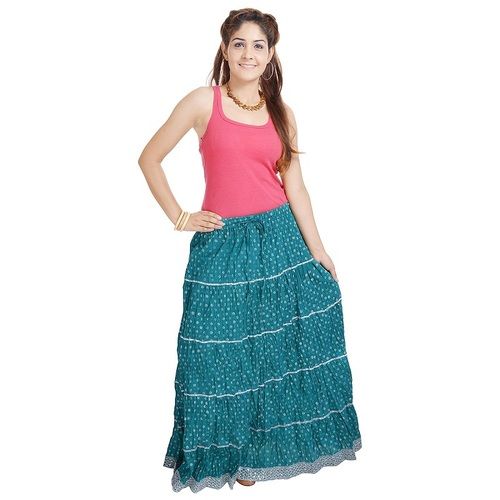 Jaipuri Ethnic Sea Green Cotton Skirts