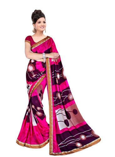 Magenta Color Georgette Printed Traditional Designer Occation Wear Saree