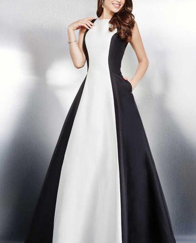 White And Black Satin Dress