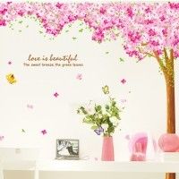 Double Size PVC Wall Stickers Wall Decals Pink Blossoms