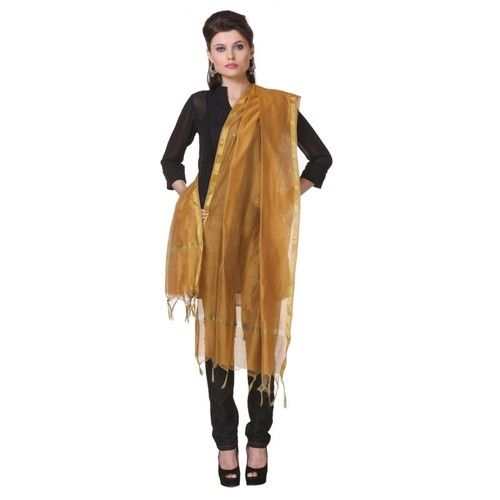 Biege Chanderi Silk Plain Dupatta