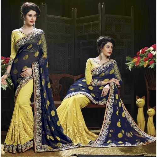 Buy Yellow Benarasi Silk Zari Work Saree Wedding Wear Online at Best Price  | Cbazaar