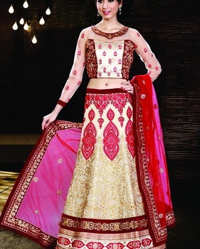 Beautiful beige and maroon lehenga