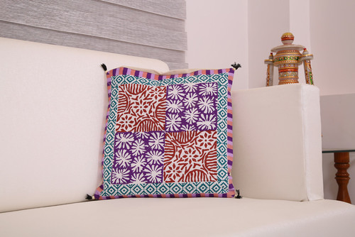 Cushion Cover Sanganer Geometric Print By Ethnic Rajasthan