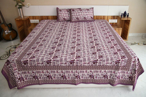 Ethnic Rajasthan Double Bedsheet Sanganer Print Elephant