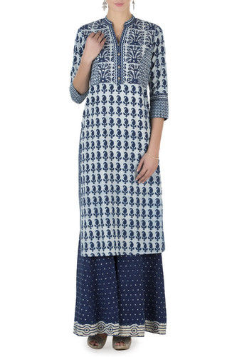 Indigo Small Paisely Print Kurta