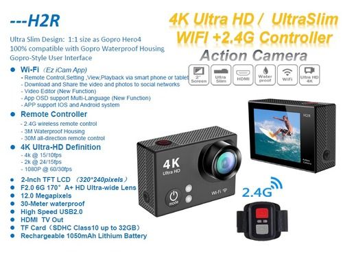 H2r Action 4K HD Waterproof Video Hidden Sport Cam Action Digital Camera -  China Sport Cam and HD Sport Cam price