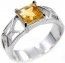 Genuine Citrine Square And Solid Sterling Silver Ring