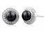 Rhodium Plated Black Color Pearl Stud Earrings