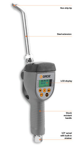 Electronic Pre-Set Oil Control Gun - Heavy Duty Aluminium, Dual Mode Functionality , Adjustable Nozzle & Resettable Totalizers 