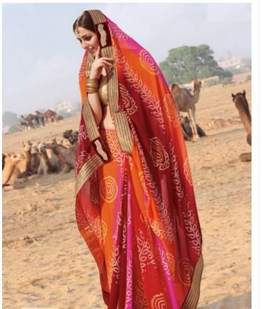 Buy Bandhej Red Sequins Work Sarees Online for Women in UK