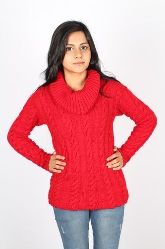 Ladies Knitted Cowl Neck Pullover