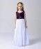 Purple And White Round Neck Maxi Dress