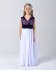 Purple And White V Neck Maxi Dress