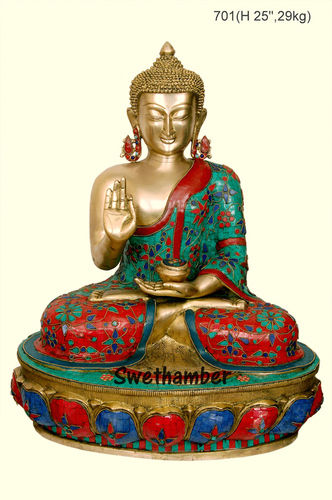 Brass Buddha Sitting Statue Showpiece