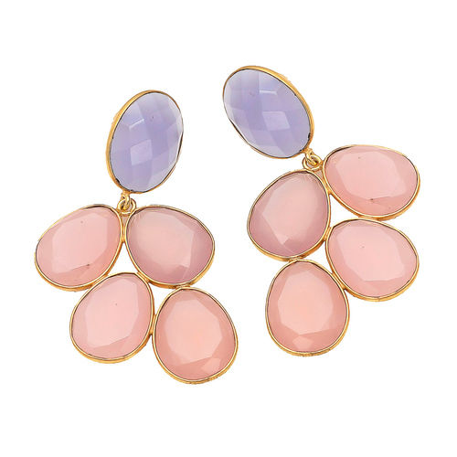 Designer Pink Lavender Chalcedony Earrings